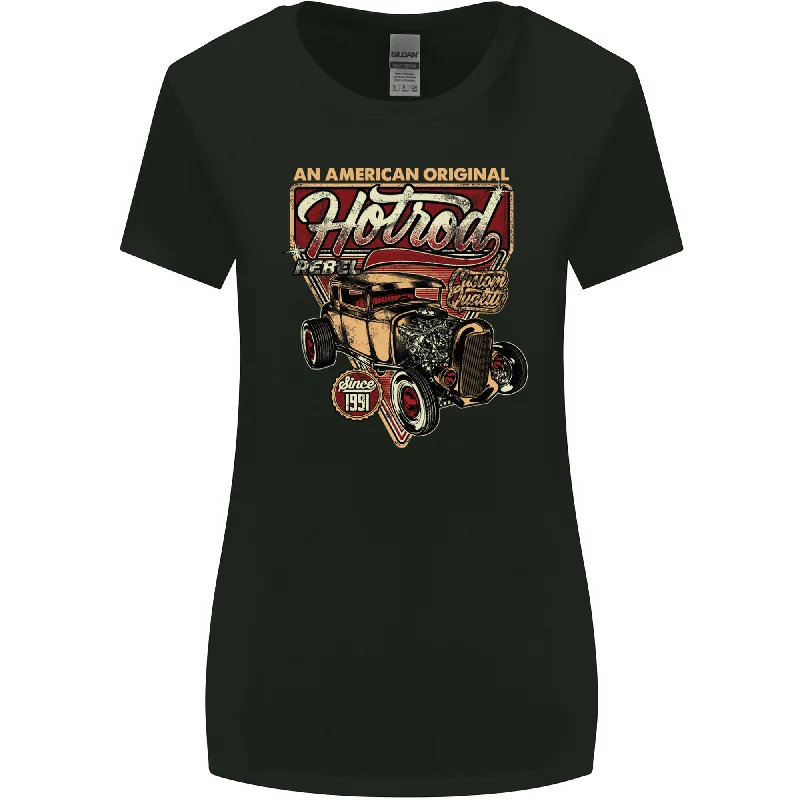 An American Original Hotrod Womens Wider Cut T-Shirt Spandex Blend Rayon Blend Denim Blend An American Original Hotrod Womens Wider Cut T-Shirt Spandex Blend Rayon Blend Denim Blend