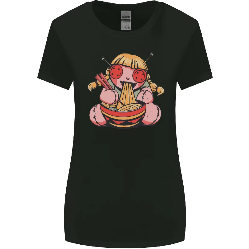 An Anime Voodoo Doll Womens Wider Cut T-Shirt Zippered Front Buttoned Front Snap Front