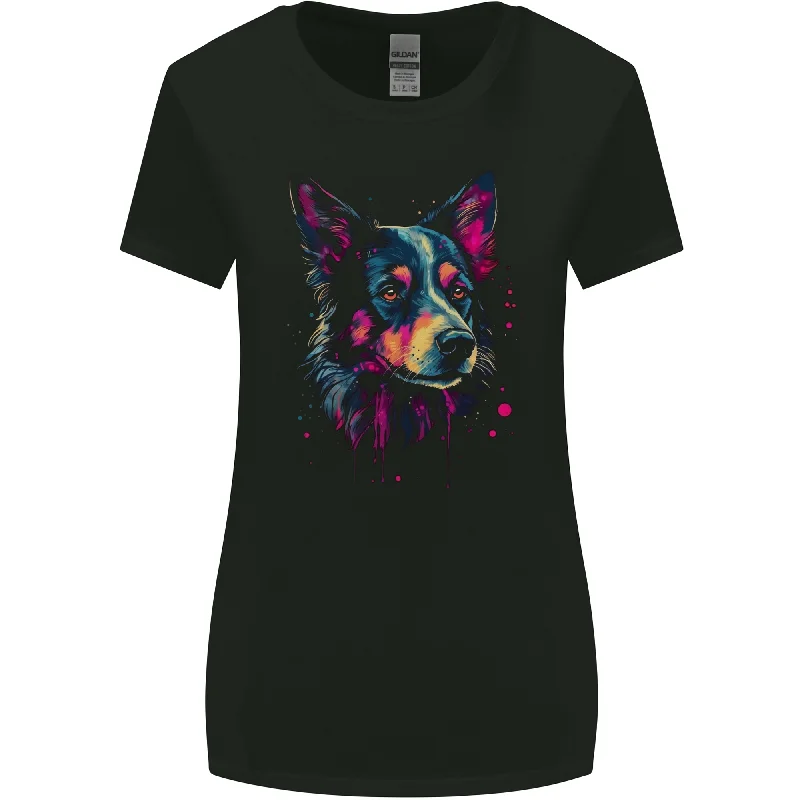 An Awesome Border Collie Dog Womens Wider Cut T-Shirt Fashionable Trendy Casual