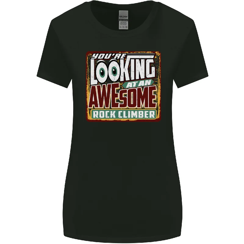 An Awesome Rock Climber Womens Wider Cut T-Shirt Print Jacquard Patchwork