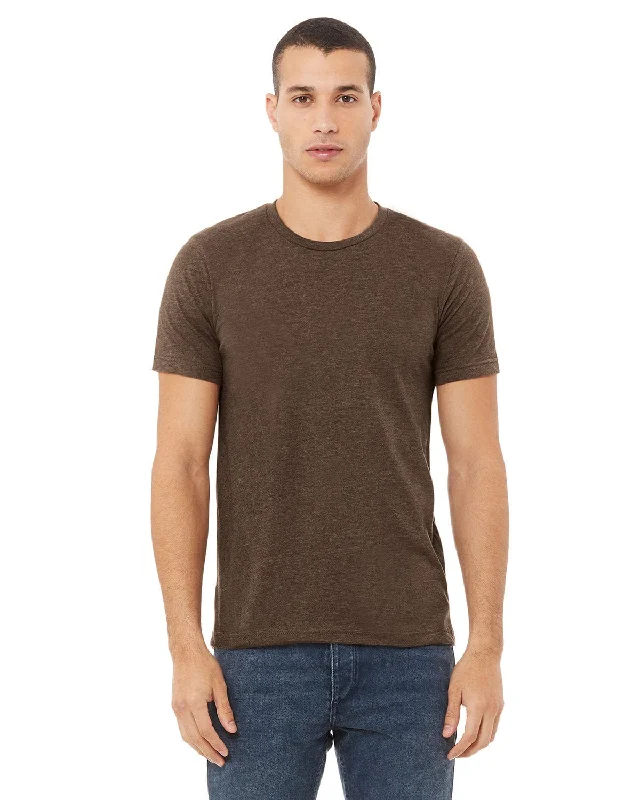 Bella+Canvas Unisex Heather CVC T-Shirt | Heather Brown Striped Floral Plaid
