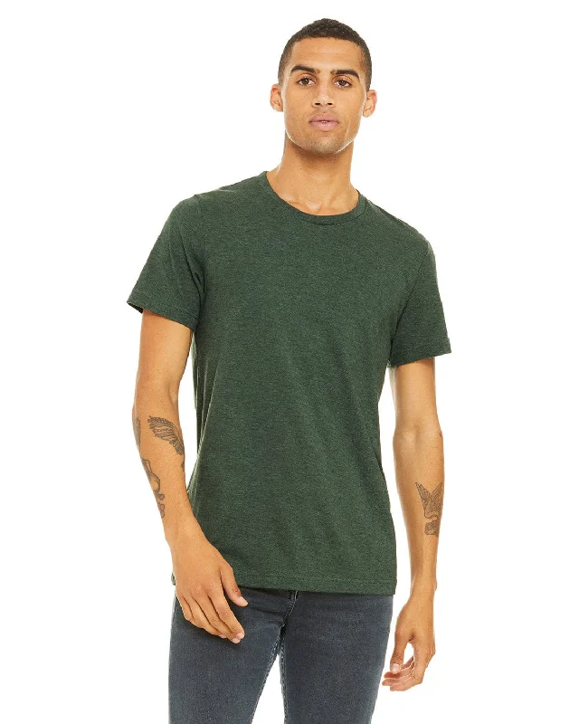 Bella+Canvas Unisex Heather CVC T-Shirt | Heather Forest Boxy Fit Fitted Loose