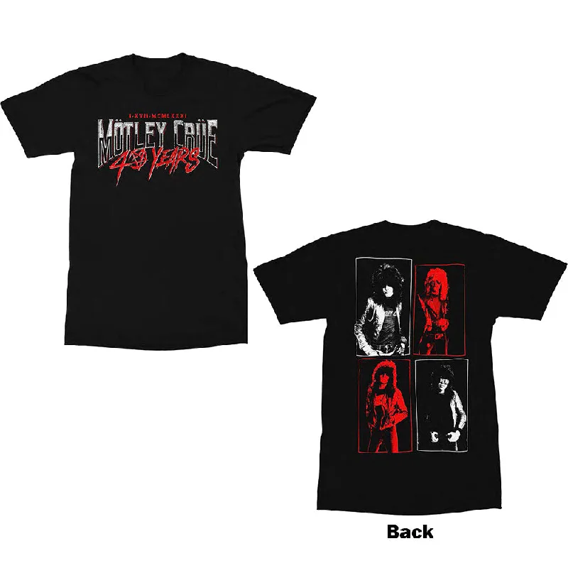 Motley Crue | Official Band T-Shirt | 40 Years Back Print Mesh Blend Leather Blend Suede Blend Motley Crue | Official Band T-Shirt | 40 Years Back Print Mesh Blend Leather Blend Suede Blend