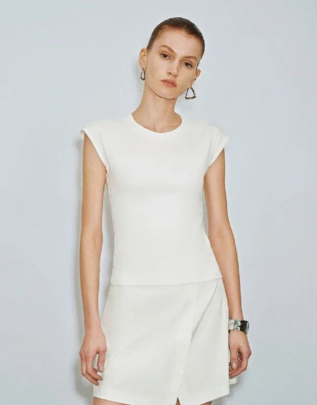 Crew Neck Skinny T-Shirt Satin Fabric Silk Fabric Chiffon Fabric