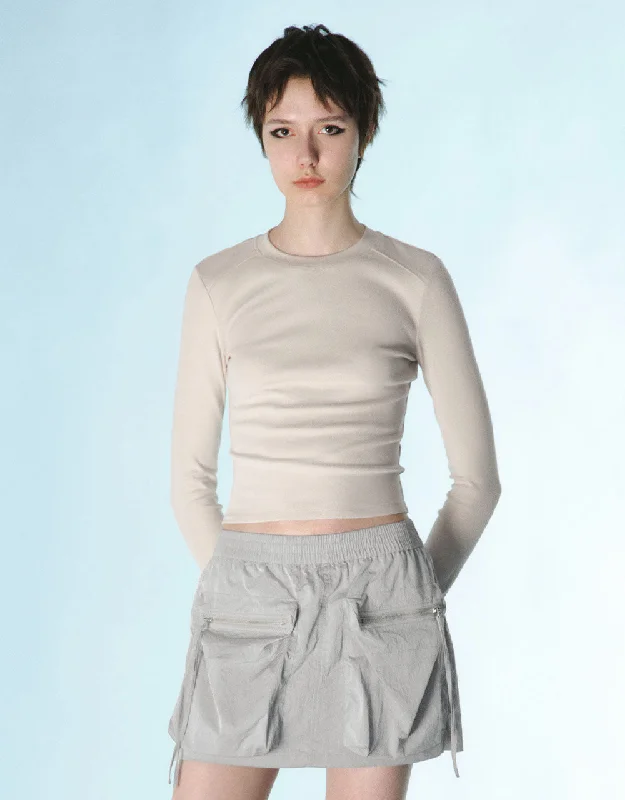 Crew Neck Skinny T-Shirt Machine Wash Dry Clean Hand Wash