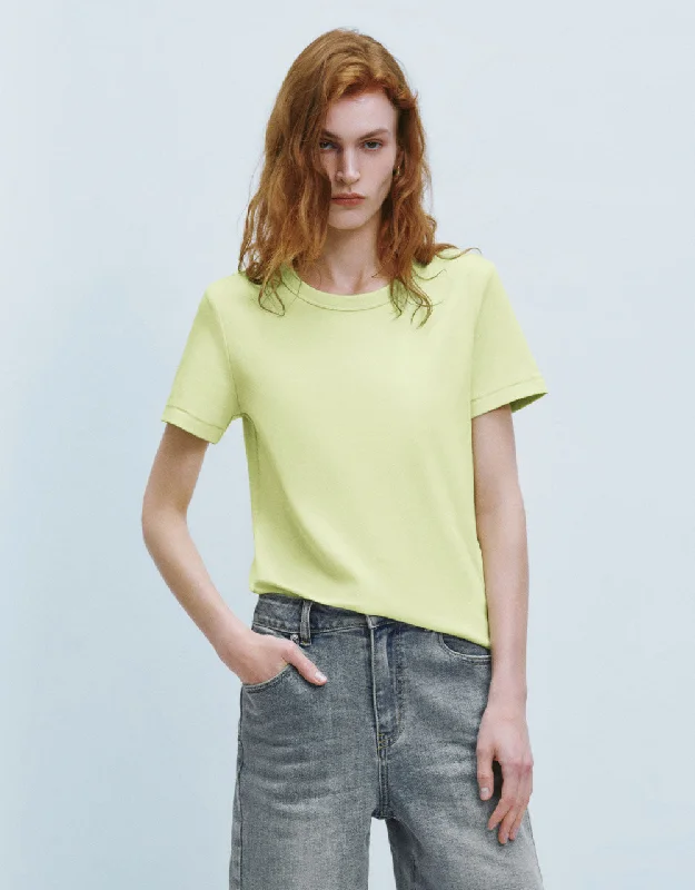 Crew Neck Straight T-Shirt Jersey Fabric Tulle Fabric Batik Fabric