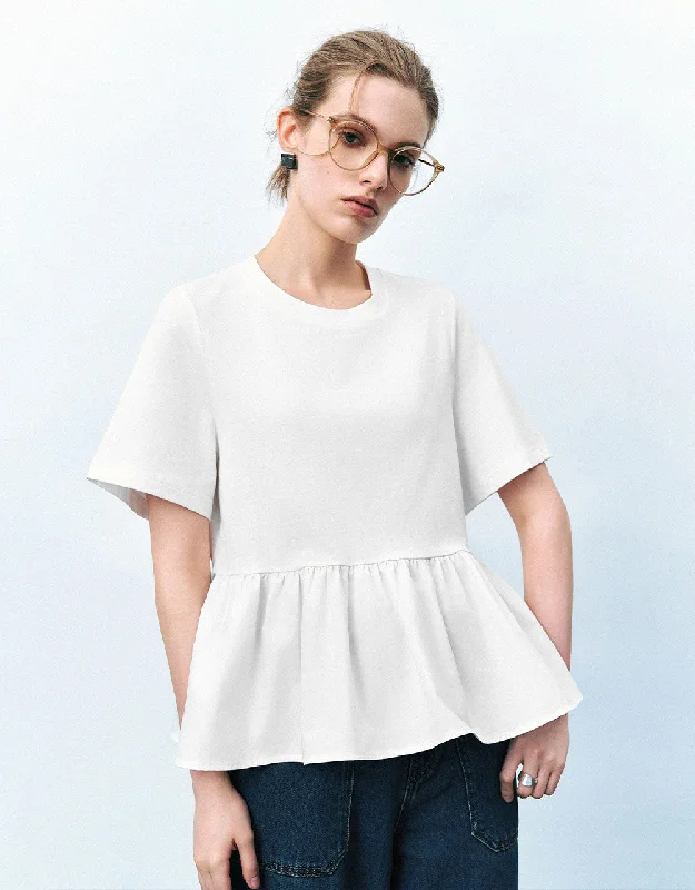 Crew Neck Straight T-Shirt Hooded Caped Shawl Collar