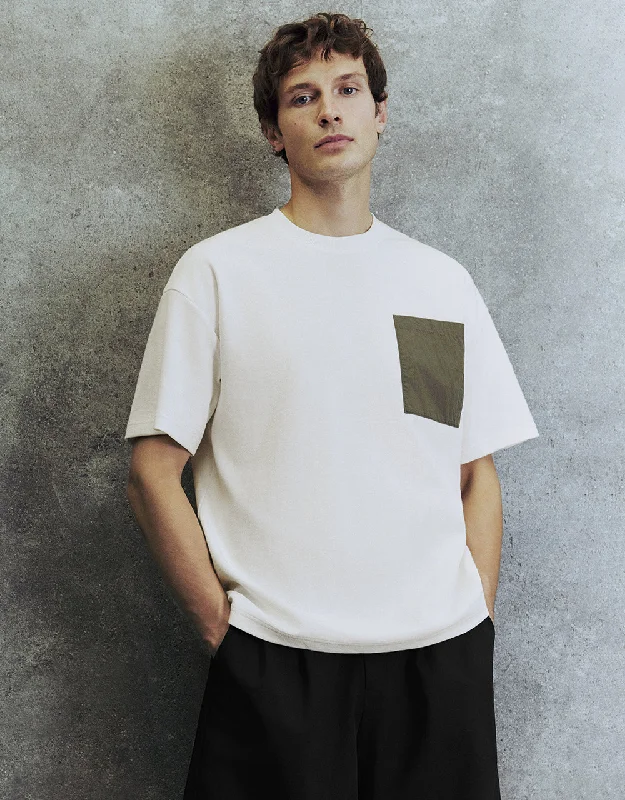 Drop Shoulder Sleeve Crew Neck T-Shirt Hooded Caped Shawl Collar