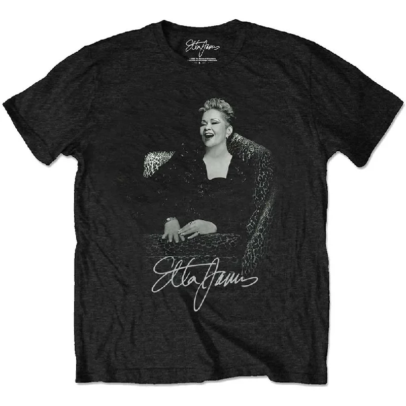 Etta James | Official Band T-Shirt | Etta Seated Faux Fur Fabric Real Fur Fabric Shearling Fabric Etta James | Official Band T-Shirt | Etta Seated Faux Fur Fabric Real Fur Fabric Shearling Fabric