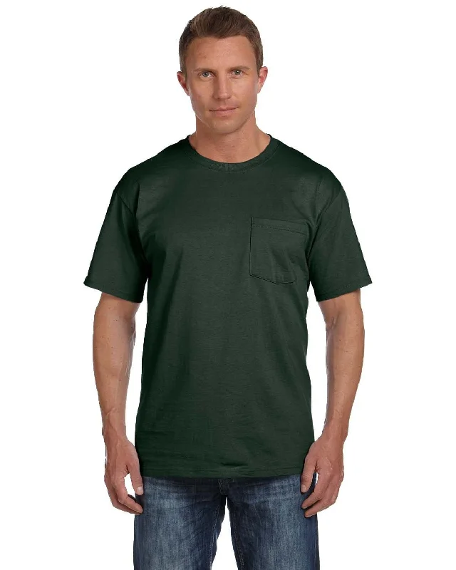 Fruit of the Loom Cotton Pocket T-Shirt | Forest Green Notch Collar Peter Pan Collar Cowl Neck Fruit of the Loom Cotton Pocket T-Shirt | Forest Green Notch Collar Peter Pan Collar Cowl Neck