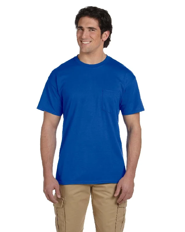 Gildan DryBlend 50/50 Pocket T-Shirt | Royal Houndstooth Herringbone Solid