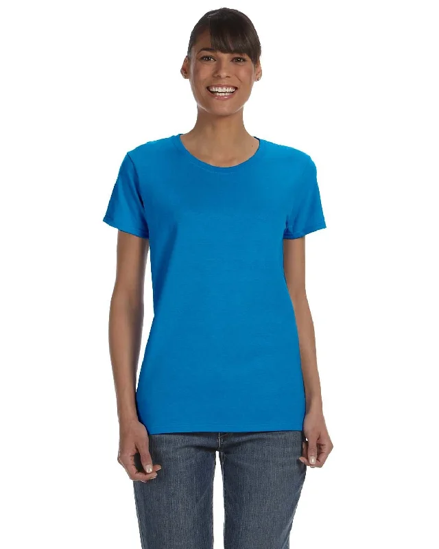 Gildan Ladies Lightweight 100% Cotton T-Shirt | Sapphire Welt Pockets Slit Pockets