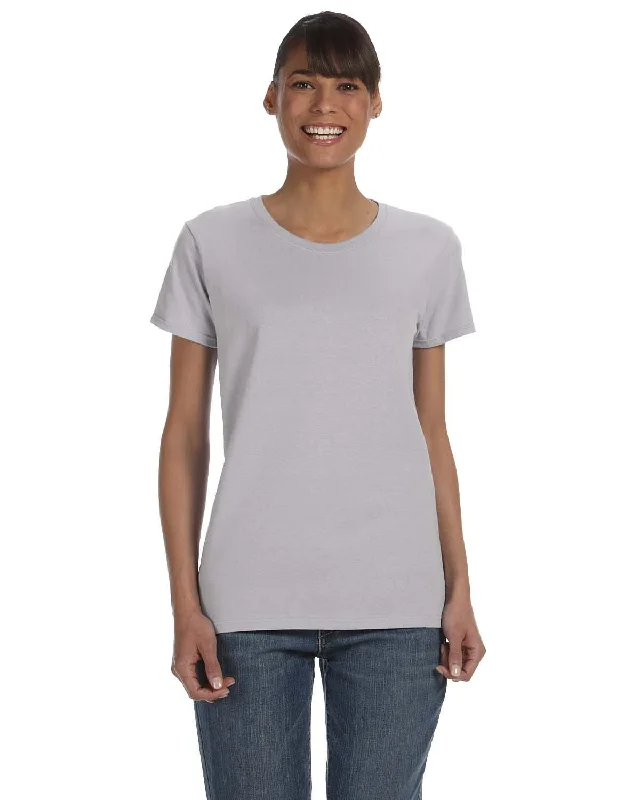 Gildan Ladies Lightweight 100% Cotton T-Shirt | Sport Grey Collared Crew Neck Turtle Neck Gildan Ladies Lightweight 100% Cotton T-Shirt | Sport Grey Collared Crew Neck Turtle Neck