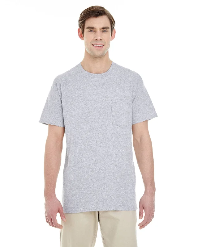 Gildan Pocket T-Shirt | Sport Grey Solid Print Embellished