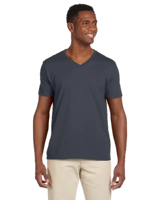 Gildan SoftStyle V-Neck T-Shirt | Charcoal Solid Print Embellished