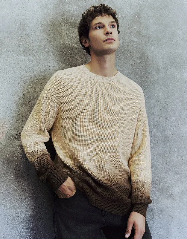 Gradient Crew Neck Knitted T-Shirt Elegant Classic Vintage