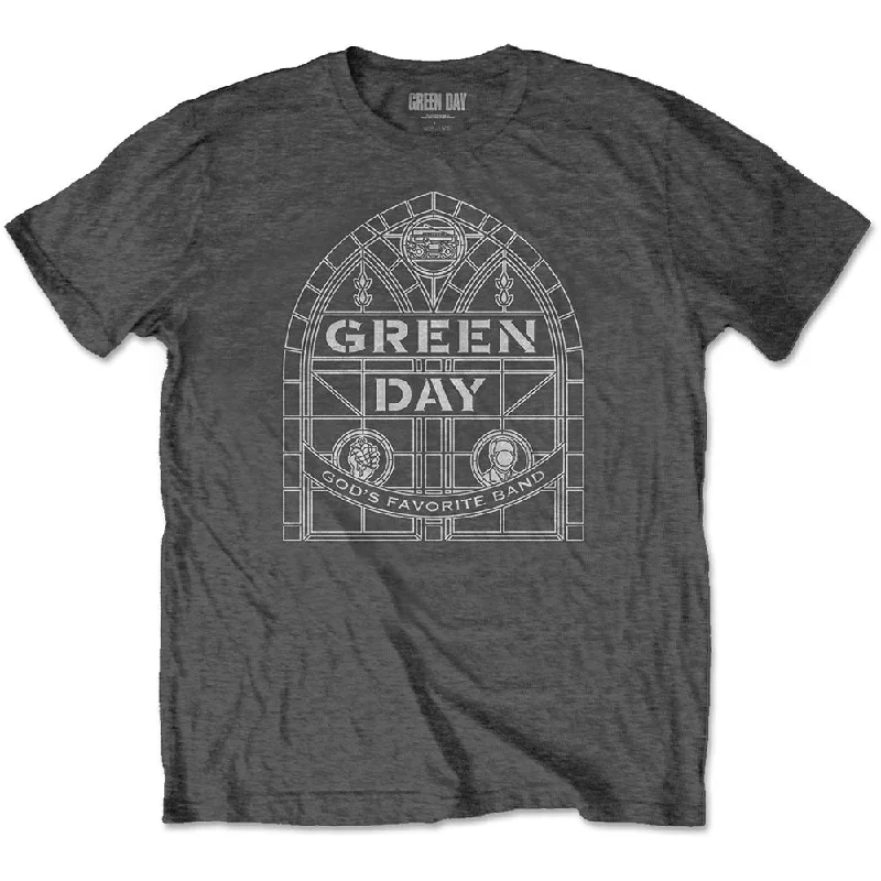 Green Day | Official Band T-Shirt | Stained Glass Arch Solid Print Embellished