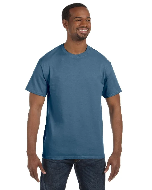 Hanes Authentic-T T-shirt | Denim Blue Zippered Front Buttoned Front Snap Front