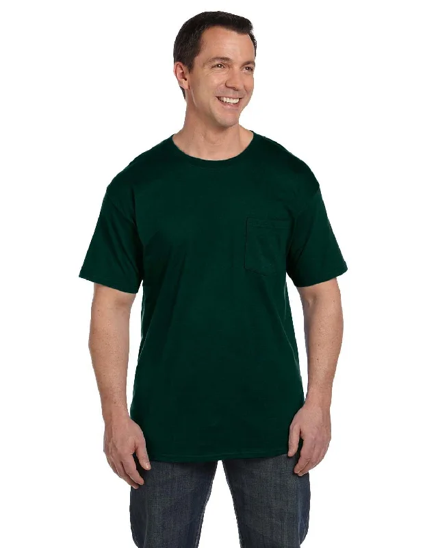 Hanes Beefy-T Pocket T-Shirt | Deep Forest Print Jacquard Patchwork