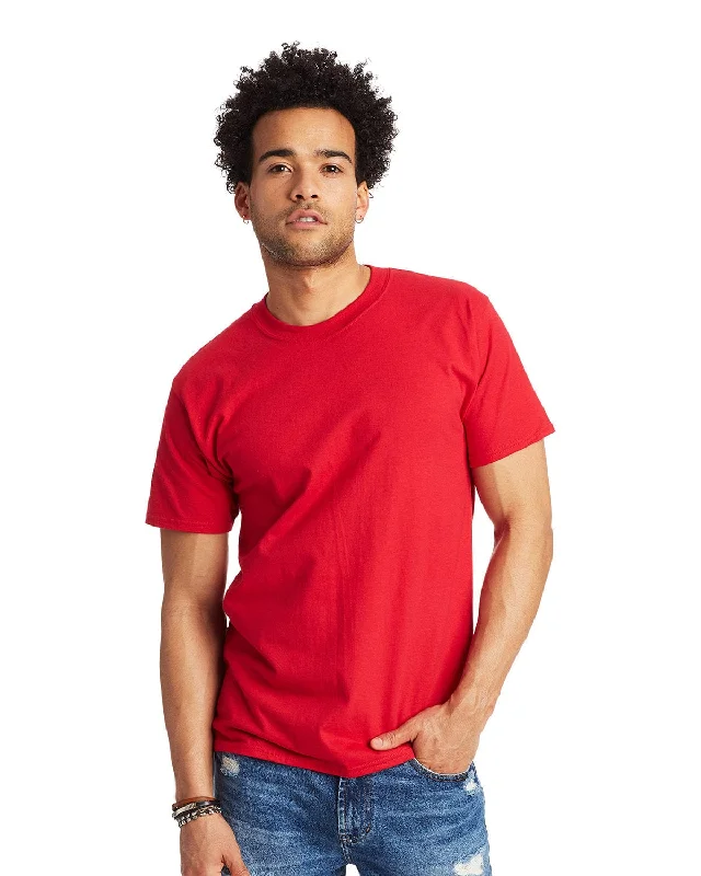 Hanes Beefy-T T-Shirt | Deep Red Mesh Blend Leather Blend Suede Blend