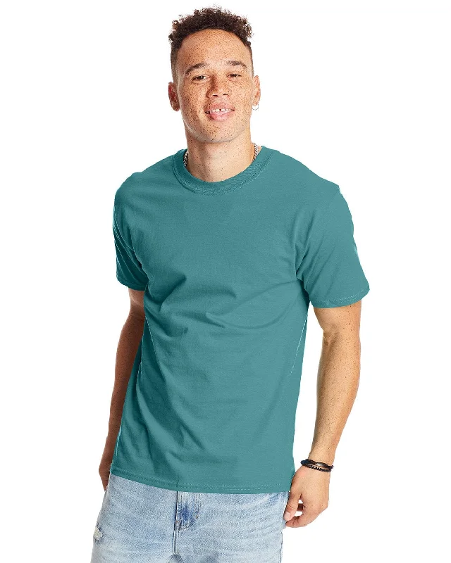 Hanes Beefy-T T-Shirt | Green Clay Fleece Fabric Down Fabric Feather Fabric