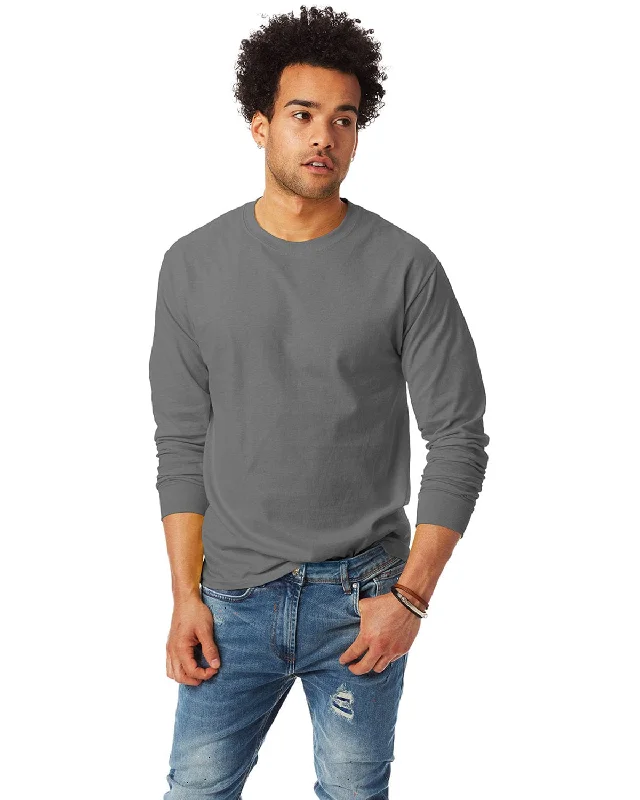 Hanes Tagless ComfortSoft Long Sleeve T-Shirt | Smoke Gray Fitted T-Shirt Seamless Stretchy Hanes Tagless ComfortSoft Long Sleeve T-Shirt | Smoke Gray Fitted T-Shirt Seamless Stretchy