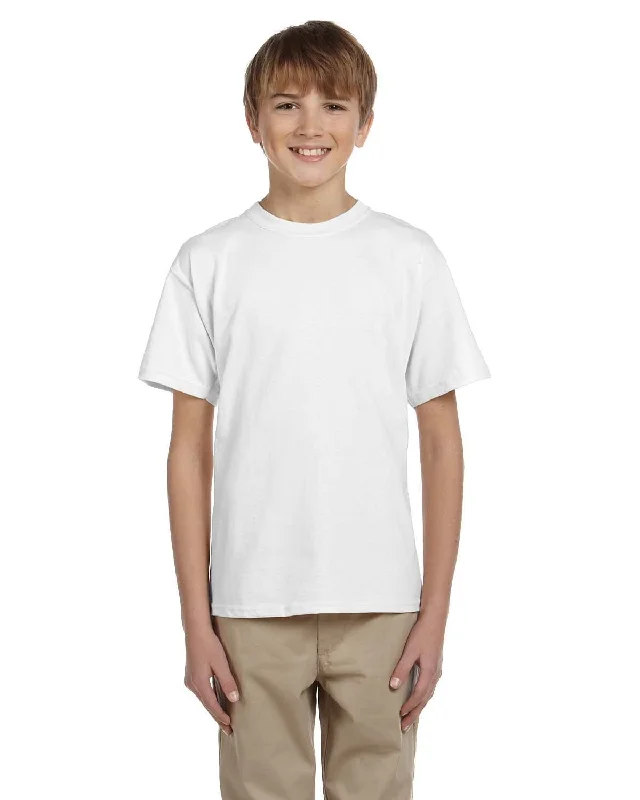 Hanes Youth Heavyweight 50/50 T-Shirts | White Plaid T-Shirt Polka Dot Checkered
