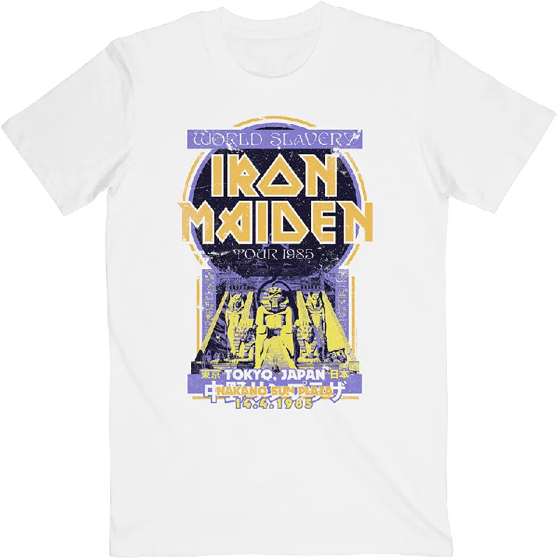 Iron Maiden | Official Band T-Shirt | Powerslave Japan Flyer Notch Collar Peter Pan Collar Cowl Neck Iron Maiden | Official Band T-Shirt | Powerslave Japan Flyer Notch Collar Peter Pan Collar Cowl Neck