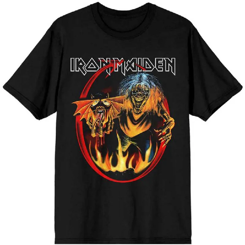 Iron Maiden | Official Band T-Shirt | Number of the Beast Devil Tail Print Jacquard Patchwork Iron Maiden | Official Band T-Shirt | Number of the Beast Devil Tail Print Jacquard Patchwork