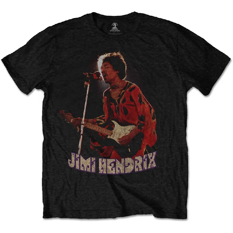 Jimi Hendrix | Official Band T-Shirt | Orange Kaftan Asymmetrical Pockets Print