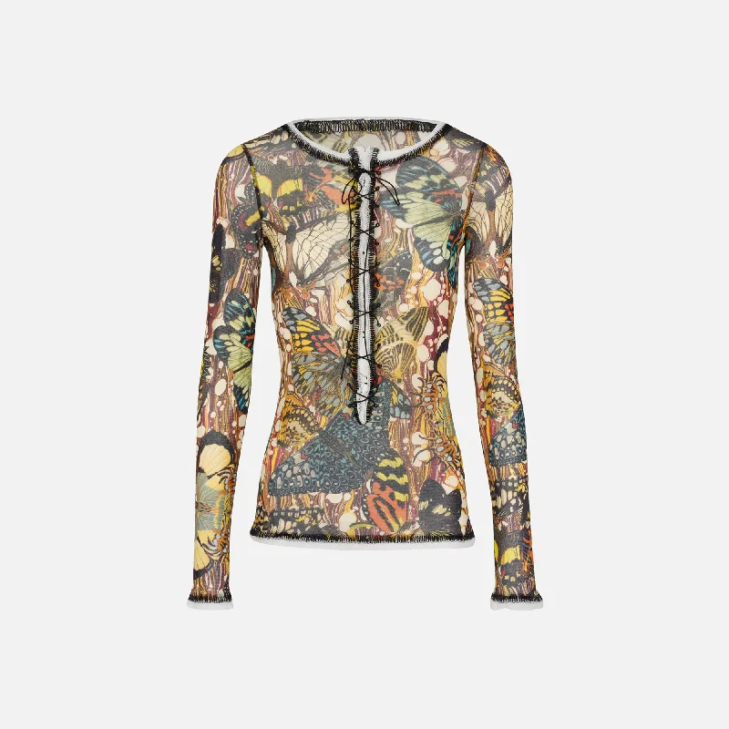 Jean Paul Gaultier Long Sleeve Top with Lacing Details - Papillon Fashionable Straight Fit Denim Jean Paul Gaultier Long Sleeve Top with Lacing Details - Papillon Fashionable Straight Fit Denim