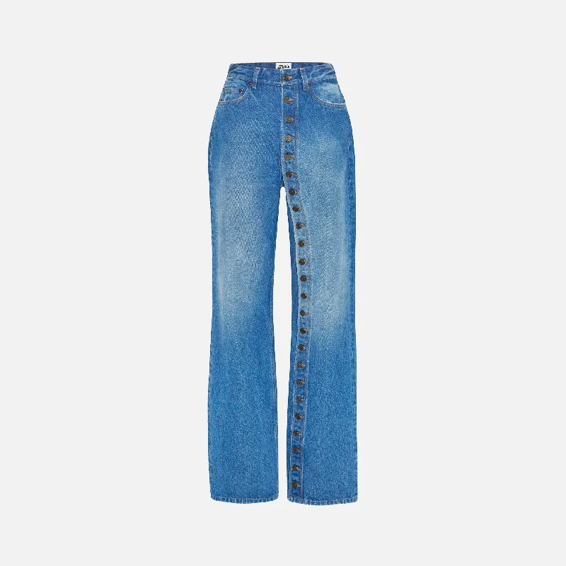 Jean Paul Gaultier Buttoned Denim Jean - Vintage Stylish High-Waist Skinny Denim
