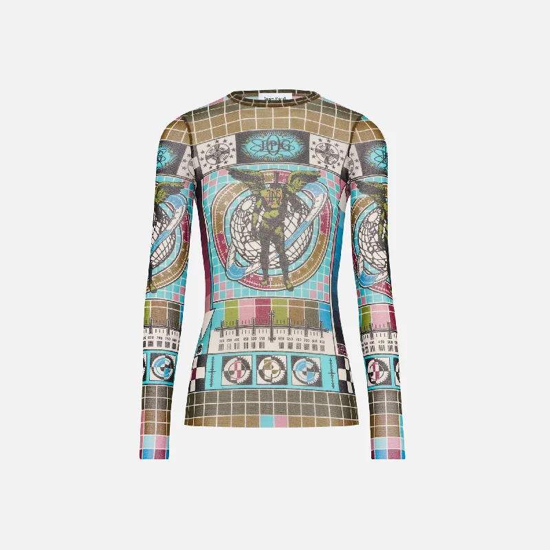 Jean Paul Gaultier Mesh Long Sleeve Top - Printed Mire Comfortable Stretch Fit Jeans Jean Paul Gaultier Mesh Long Sleeve Top - Printed Mire Comfortable Stretch Fit Jeans