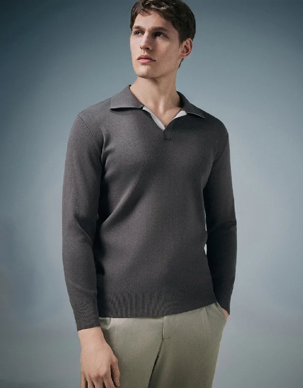 Lapel Knitted T-Shirt Casual Formal Business