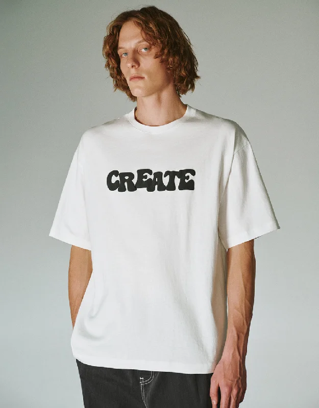 Letter Printed Crew Neck Loose T-Shirt Layered Multi-layer Single Layer