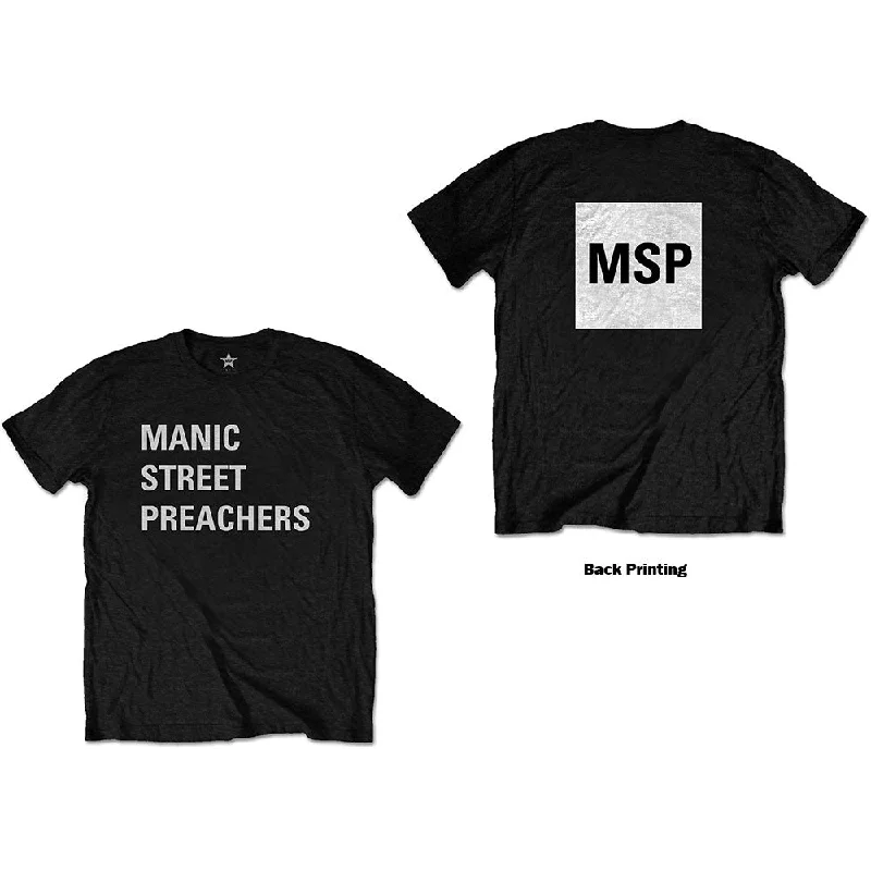 Manic Street Preachers | Official Band T-Shirt | Block Logo (Back Print) Zippered Buttoned Snapped Manic Street Preachers | Official Band T-Shirt | Block Logo (Back Print) Zippered Buttoned Snapped