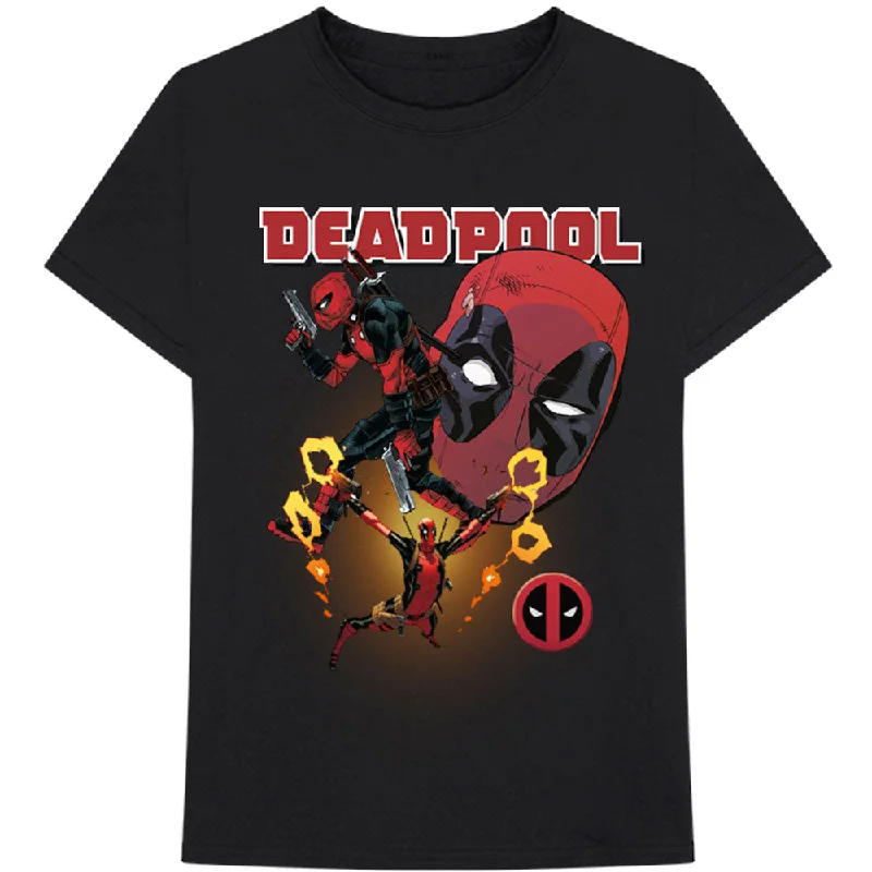 Marvel Comics | Official Band T-Shirt | Deadpool Collage 2 Hooded Caped Shawl Collar Marvel Comics | Official Band T-Shirt | Deadpool Collage 2 Hooded Caped Shawl Collar