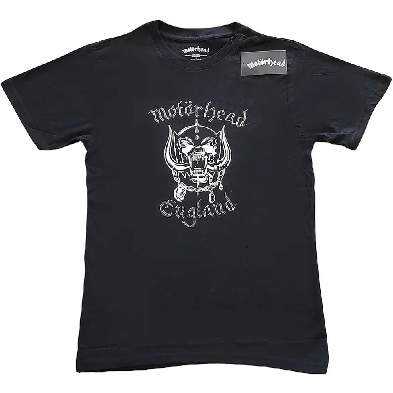 Motorhead | Official Band T-Shirt | England (Diamante) Mesh Canvas Denim