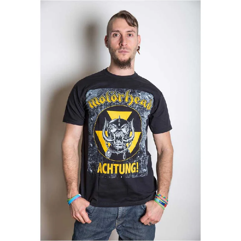 Motorhead | Official Band T-Shirt | Achtung! Ribbed T-Shirt High Neck Heavyweight