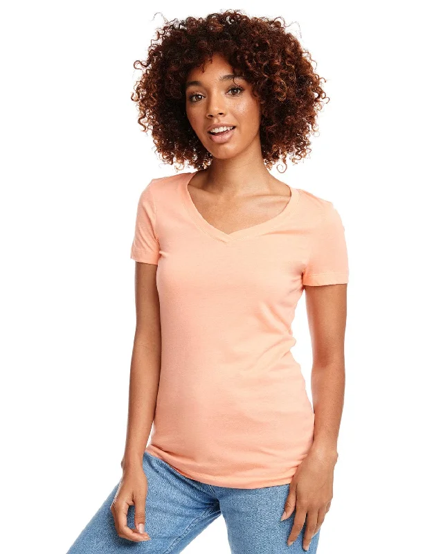 Next Level Ladies Ideal V-Neck Tee | Light Orange Collared T-Shirt Boat Neck A-Line