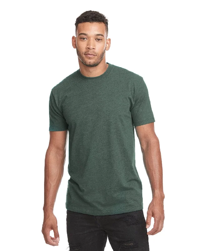 Next Level Mens CVC Crewneck Tee | Hthr Forest Grn Collared Crew Neck Turtle Neck
