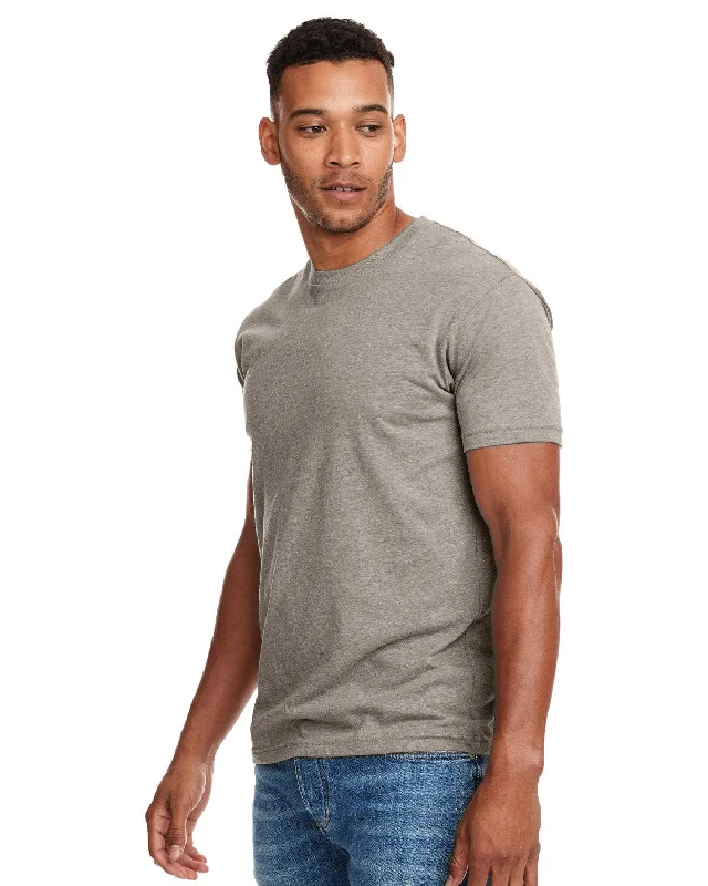 Next Level Mens CVC Crewneck Tee | Warm Gray Striped Floral Plaid