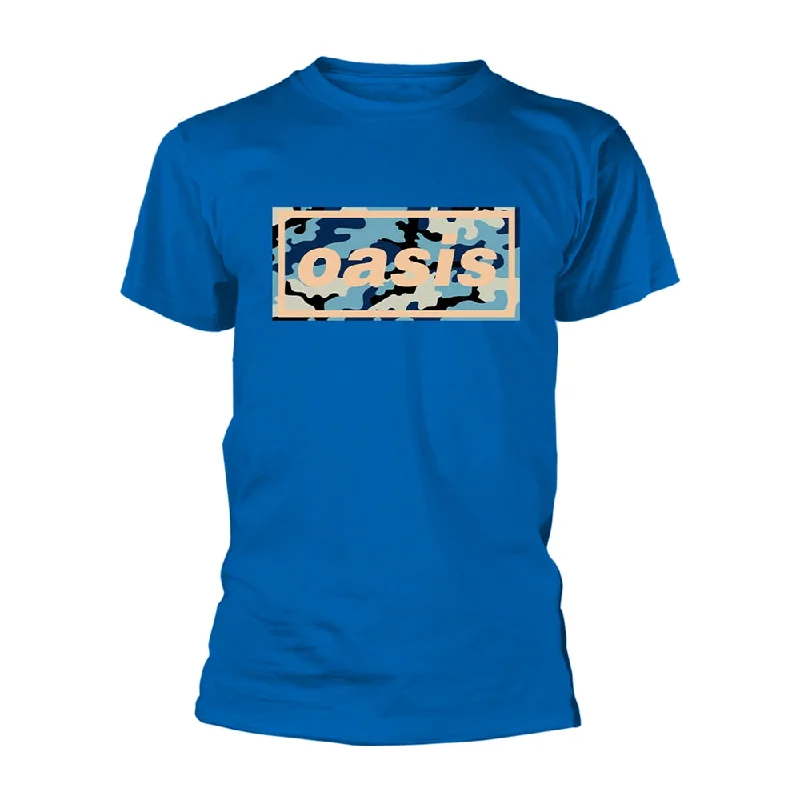 Oasis Unisex T-shirt: Camo Logo (Royal) Lace Blend Ribbed Blend Corduroy Blend