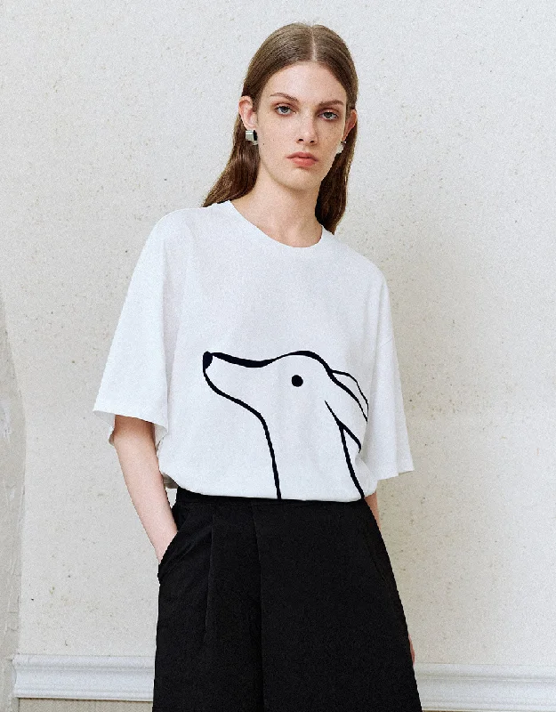 Printed Crew Neck Straight T-Shirt Anti-Shrink Durable Soft