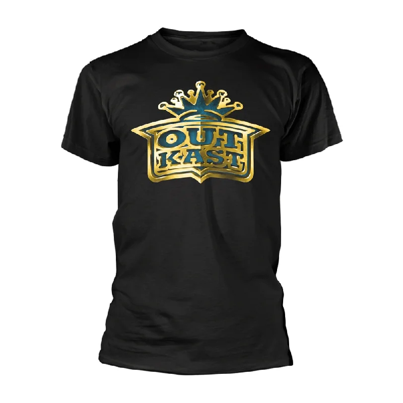 Outkast Unisex T-shirt: Gold Logo Hooded Caped Shawl Collar
