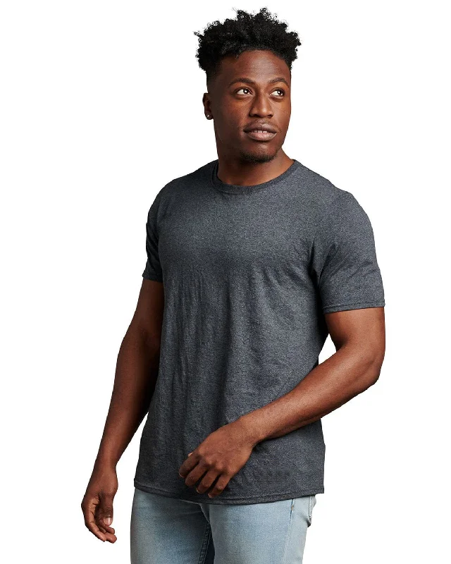 Russell Athletic Unisex Essential Performance T-Shirt | Black Heather Polka Dot Checkered Tartan Russell Athletic Unisex Essential Performance T-Shirt | Black Heather Polka Dot Checkered Tartan