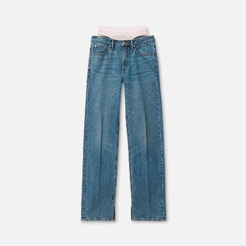 T by Alexander Wang Split Hem Jean Prestyle Hotfix Mesh Undie - Vintage Indigo Chic Cropped Jeans T by Alexander Wang Split Hem Jean Prestyle Hotfix Mesh Undie - Vintage Indigo Chic Cropped Jeans