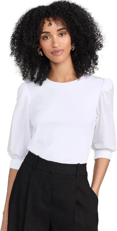 Veronica Beard Jean Women's Crew Neck Coralee Top, White Fashionable Mom Jeans