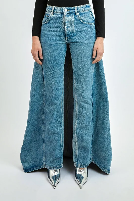 Jean Paul Gaultier x Shayne Oliver Denim Fishtail Jean Fashionable Relaxed Fit Denim Jean Paul Gaultier x Shayne Oliver Denim Fishtail Jean Fashionable Relaxed Fit Denim
