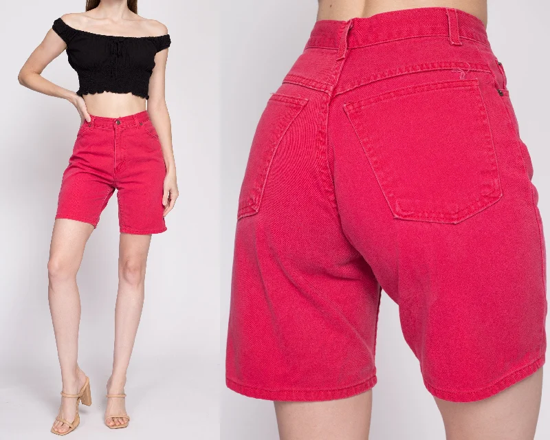 90s Red High Waisted Jean Shorts - Extra Small, 25" Comfortable Zip-Up Skinny Jeans